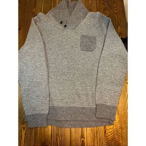 J.CREW Sweater Mens Extra Large XL Shawl Collar 100% Lambs Wool Birds Eye Pocket